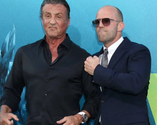 Los Angeles Aug Sylvester Stallone Jason Statham Première Van Meg — Stockfoto