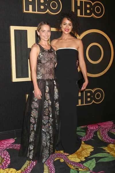 Los Angeles Wrz Emilia Clarke Nathalie Emmanuel Hbo Emmy Imprezie — Zdjęcie stockowe