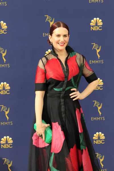 Los Angeles Eylül Megan Mullally 2018 Emmy Ödülleri Gelenler Microsoft — Stok fotoğraf