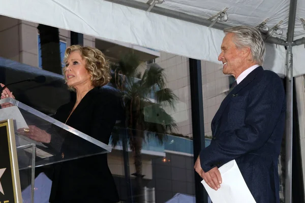 Los Angeles Nov Jane Fonda Michael Douglas Alla Cerimonia Della — Foto Stock