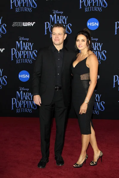 Los Angeles Nov Matt Damon Luciana Damon Mary Poppins Returns — Stock Photo, Image