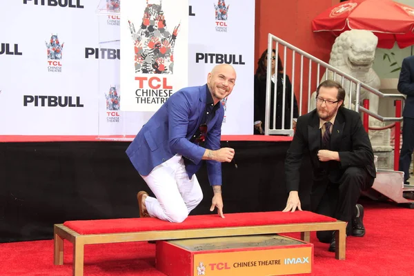 Los Angeles Dec Pitbull Pitbull Hand Footprint Ceremony Tcl Chinese — Stock Photo, Image