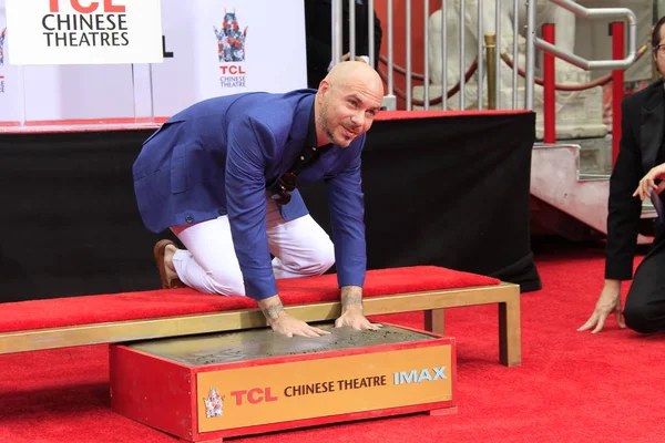 Los Angeles Dec Pitbull Pitbull Hand Footprint Ceremony Tcl Chinese — Stock Photo, Image
