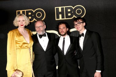 Los Angeles - Eylül 17: Gwendoline Christie, Liam Cunningham, Kit Harrington, ishak Hempstead Wright_ Hbo Emmy sonra parti - 2018 West Hollywood, Ca üzerinde 17 Eylül 2018 Pasifik Tasarım Merkezi