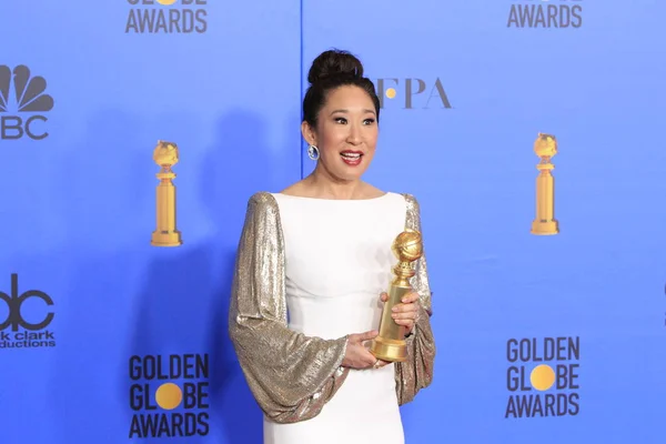 Los Angeles Tammikuu Sandra 2019 Golden Globe Awards Lehdistöhuone Beverly — kuvapankkivalokuva