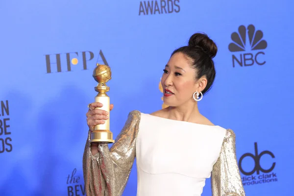 Los Angeles Jan Sandra Ved Golden Globe Awards 2019 Presserum - Stock-foto