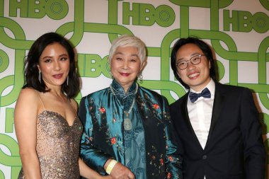 Los Angeles - Ocak 6: Constance Wu, Lisa Lu, Jimmy O Yang 6 Ocak 2019 tarihinde Beverly Hilton otel Beverly Hills, Ca 2019 Hbo yazı altın küre partide