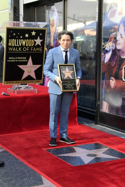 Los Angeles Jan Gustavo Dudamel Slavnostním Gustavo Dudamel Hvězdu Hollywoodském — Stock fotografie