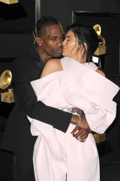 Los Angeles Únor Travis Scott Kylie Jenner Grammy Awards Staples — Stock fotografie