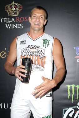 LOS ANGELES - JUL 8:  Rob Gronkowski at the Monster Energy $50K Charity Challenge Celebrity Basketball Game at the Pauley Pavillion on July 8, 2019 in Westwood, CA clipart