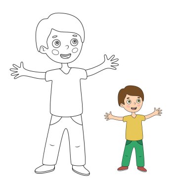 Çocuklar için boyama kitabı. Çizim kids hareket. Çocuk etkinlik sayfası. Çocuk.