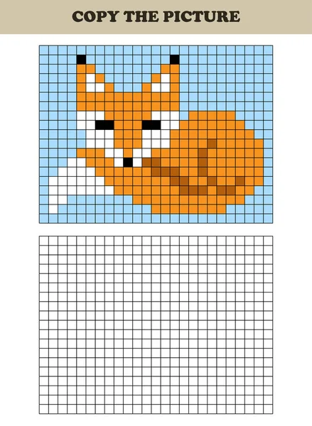 Resmi kopyalayın. Çizim kids hareket. Okul öncesi çocuklar için eğitici bir oyun. Uyuyan fox.
