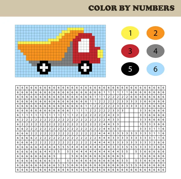 Renk Numaralarına Göre Eğitim Oyun Çocuklar Için Numaralandırılmış Kareleri Boyama — Stok Vektör
