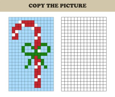 Renk numaralarına göre eğitim oyun çocuklar için. Numaralandırılmış kareleri boyama kitabı. Noel candy.