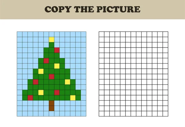 Resmi kopyalayın. Çizim kids hareket. Okul öncesi çocuklar için eğitici bir oyun. Noel ağacı.