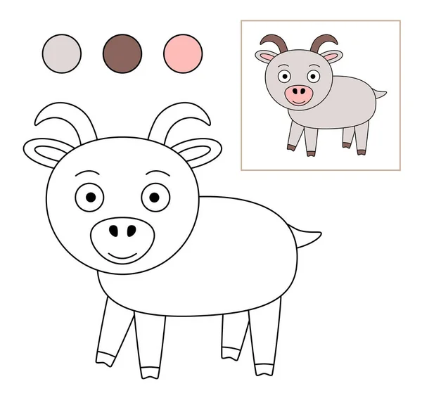 Coloring Book Children Drawing Kids Activity Children Activity Page Goat — Stock Vector
