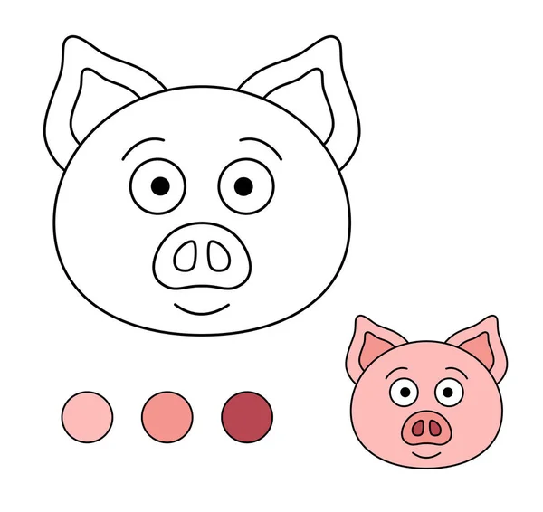 Coloring Book Children Drawing Kids Activity Children Activity Page Pig — Stock Vector