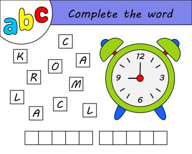 Çocuklar oyunu, İngilizce alfabe öğrenme kelime tamamlamak