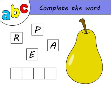 Çocuklar oyunu, İngilizce alfabe öğrenme kelime tamamlamak