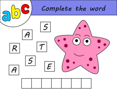 Çocuklar oyunu, İngilizce alfabe öğrenme kelime tamamlamak