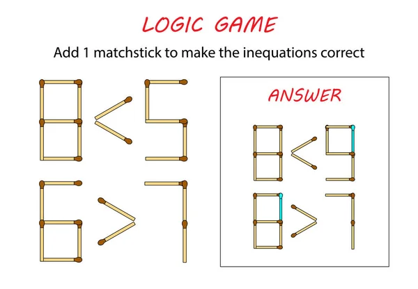 Λογική Παιχνίδι Για Παιδιά Puzzle Παιχνίδι Τους Αγώνες Προσθέστε Σπίρτο — Διανυσματικό Αρχείο