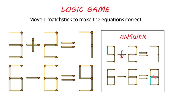 Logika Gry Dla Dzieci Gra Logiczna Meczów Przenieść Naciągacze Aby — Wektor stockowy