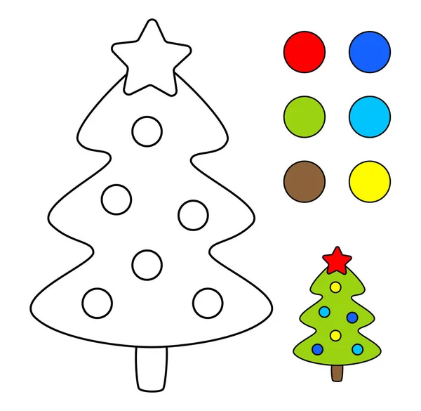 Coloring Book Children Drawing Kids Activity Christmas Tree — Stock Vector