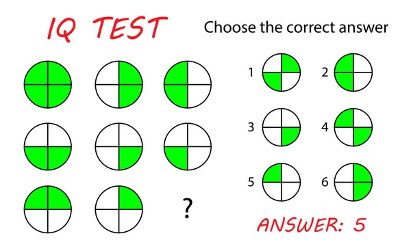 Çocuklar için IQ testi. Doğru cevap seçin. Mantıksal görev, eğitici bir oyun. Vektör çizim.