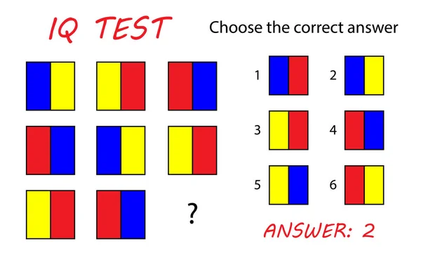 Çocuklar için IQ testi. Doğru cevap seçin. Mantıksal görev, eğitici bir oyun. Vektör çizim.