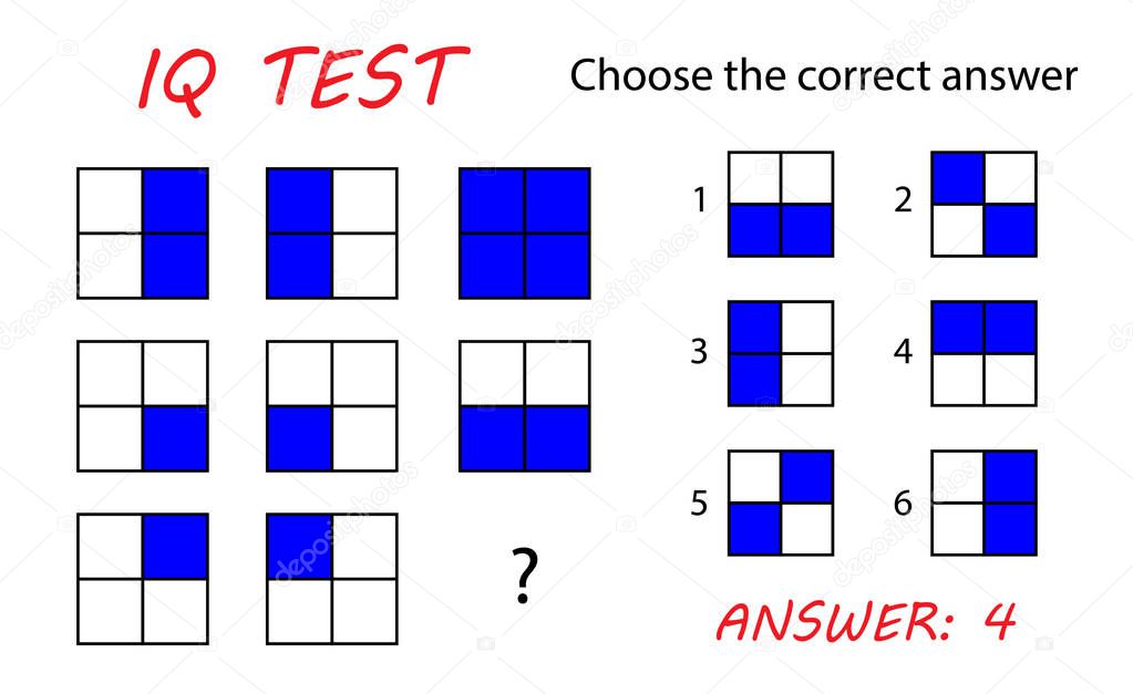 IQ test for kids. Choose the correct answer. Logical task, educational game. Vector illustration.