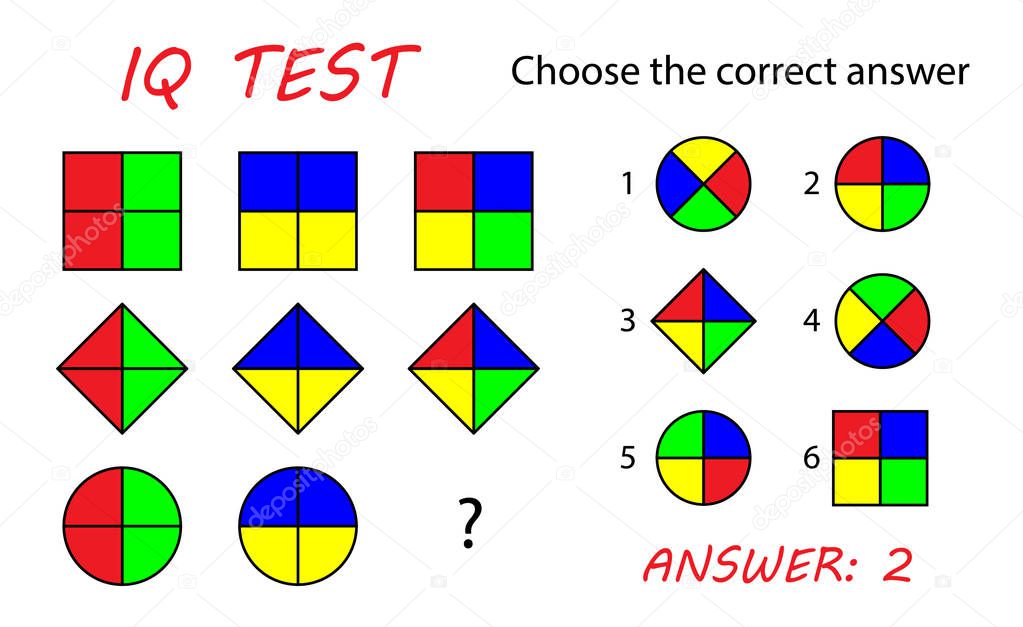 IQ test for kids. Choose the correct answer. Logical task, educational game. Vector illustration.