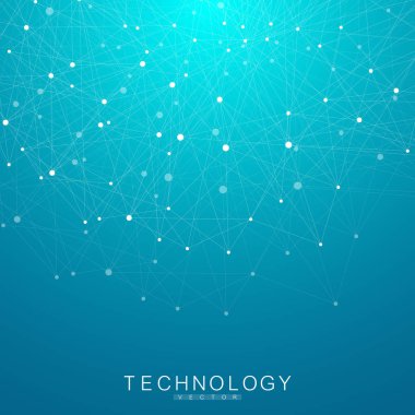 Bağlantılı çizgilerin ve noktaların çokgen arka plan. Pleksus yapısı ve iletişim arka plan. Grafik pleksus arka plan. Bilim, tıp, teknoloji kavramı.