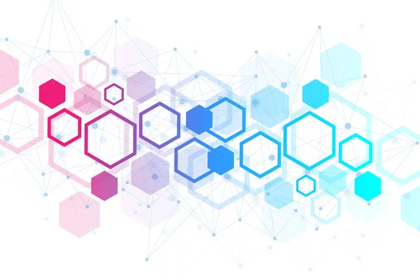 Sfondo geometrico esagonale. Esagoni genetici e social network. Futuro modello geometrico. Presentazione aziendale per il tuo design e testo. Concetto grafico minimo. Illustrazione vettoriale . — Vettoriale Stock