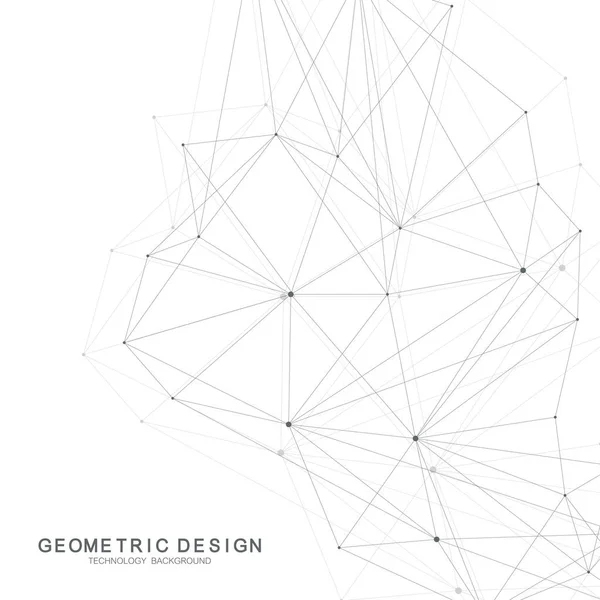 Fond polygonal abstrait avec lignes et points connectés. Structure du plexus et contexte de communication. Plexus graphique fond. Science, médecine, concept technologique . — Image vectorielle