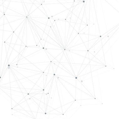 Birbirine bağlı çizgiler ve noktalarla soyut çokgen arkaplan. Minimalist geometrik desen. Molekül yapısı ve iletişim. Grafik pleksus arkaplanı. Bilim, tıp, teknoloji konsepti.