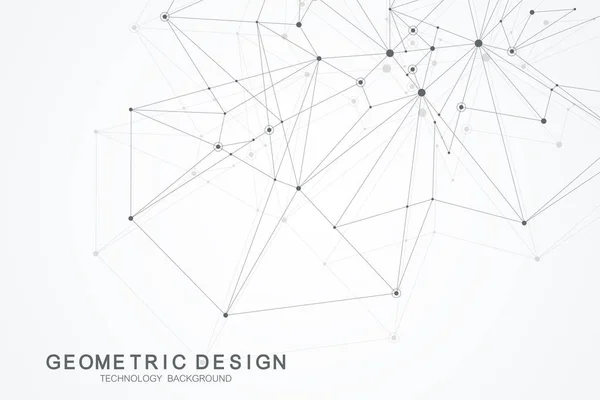 Fondo poligonal abstracto con líneas y puntos conectados. Patrón geométrico minimalista. Estructura molecular y comunicación. Antecedentes de plexo gráfico. Ciencia, medicina, concepto tecnológico. — Archivo Imágenes Vectoriales