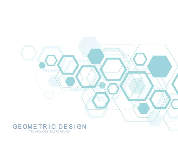 Geometric abstract molecule background for medicine, science, technology, chemistry. Scientific DNA molecule concept. Vector hexagonal illustration. — Stock Vector