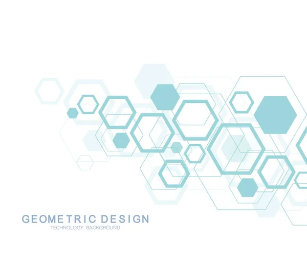 Antecedentes de moléculas abstractas geométricas para medicina, ciencia, tecnología, química. Concepto de molécula científica de ADN. Ilustración vectorial hexagonal . — Vector de stock