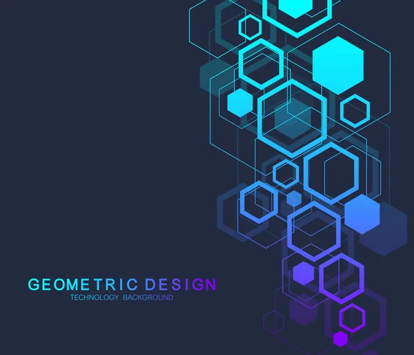 Geometric abstract molecule background for medicine, science, technology, chemistry. Concept de molécule d'ADN scientifique. Illustration vectorielle hexagonale . — Image vectorielle