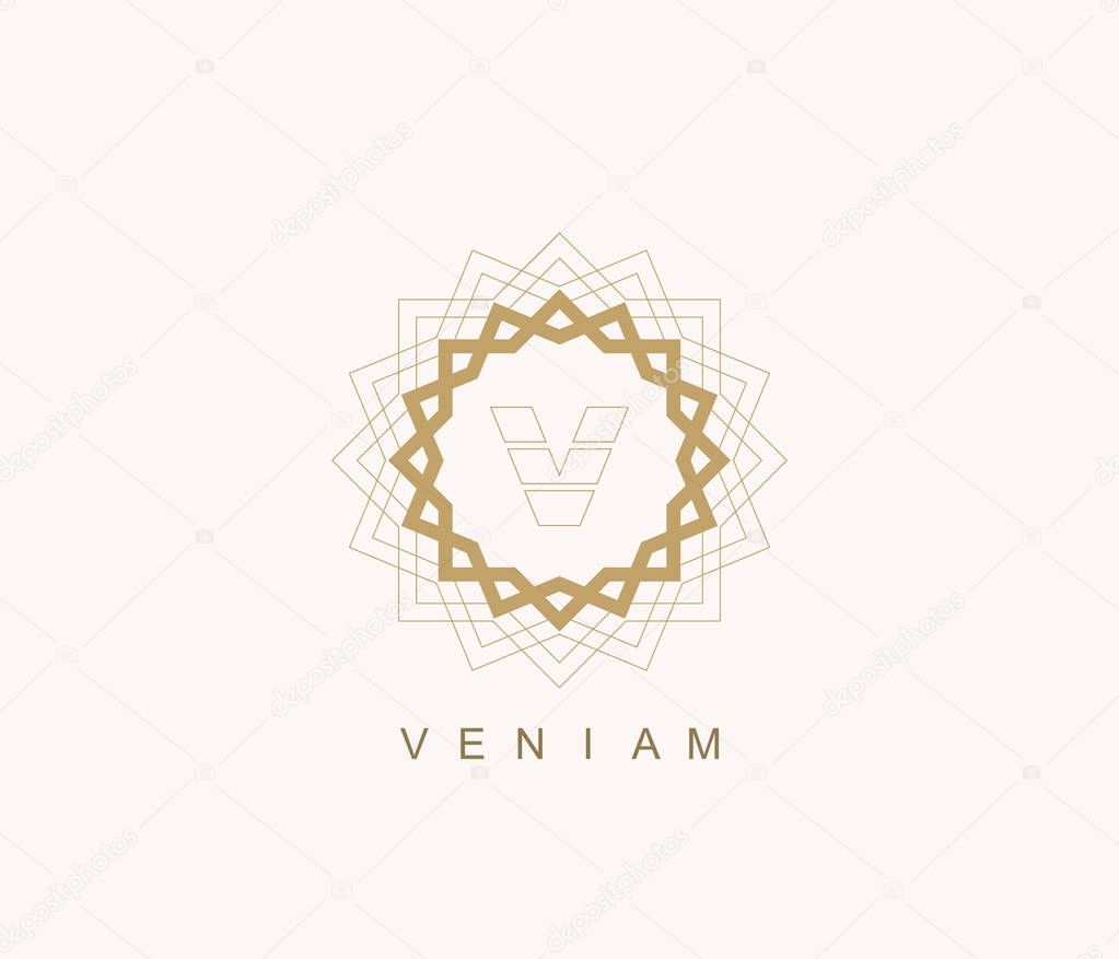 Arabic vector logo design template style. Abstract Islamic symbol. Emblem for luxury products, boutiques, jewelry, oriental cosmetics, hotels, restaurants, shops and stores