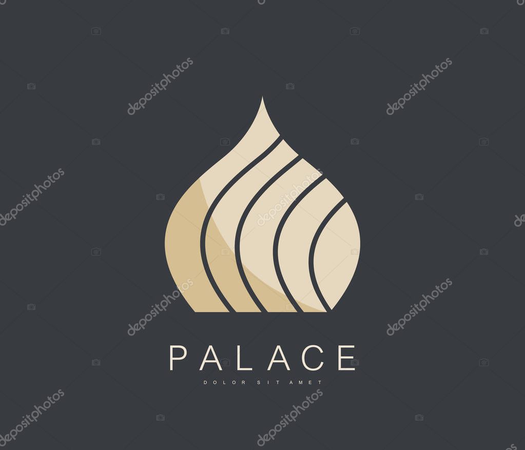Simple Luxury Islamic Dome Palace Logo. Premium Vector Template Logotype Concept Icon in Arabic Style. Building Emblem