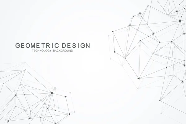 Abstrakter polygonaler Hintergrund mit miteinander verbundenen Linien und Punkten. Minimalistisches geometrisches Muster. Molekülstruktur und Kommunikation. Graphischer Plexus-Hintergrund. Wissenschaft, Medizin, Technologiekonzept. — Stockvektor