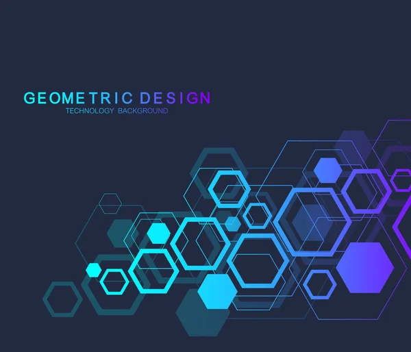 Geometrická abstraktní molekula pozadí pro lékařství, vědy, technologie, chemie. Vědecká koncepce molekuly Dna. Vektorové ilustrace šestihranný. — Stockový vektor