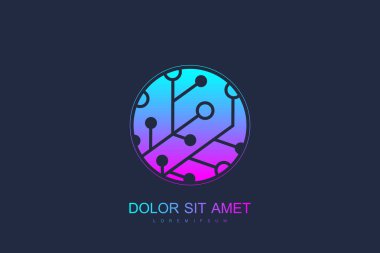Teknoloji devre kartı Logo şablonu. Bilimsel logo kavramı simge, teknoloji vektör logo.