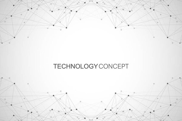 Простая геометрическая абстрактная векторная иллюстрация. Технологический фон с соединенной линией и точками. Современный технологический дизайн для будущих мировых проектов
.