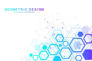 Tıp, bilim, teknoloji, Kimya için bilimsel molekül arka plan. Duvar kağıdı veya afiş bir Dna molekülleri ile. Vektör geometrik dinamik çizim.