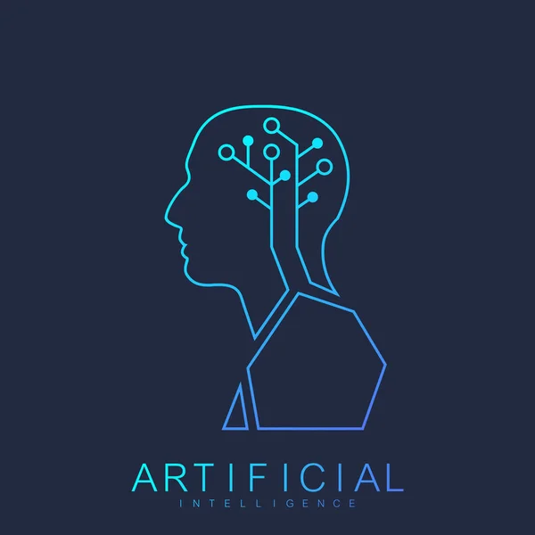 Kunstmatige intelligentie menselijke Logo Machine Learning Concept. Vector Icon kunstmatige intelligentie, logo, symbool, teken — Stockvector