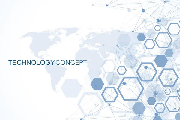 Fundo geométrico hexagonal. hexágonos genética e rede social. Modelo geométrico futuro. Apresentação de negócios para o seu design e texto. Conceito gráfico mínimo. Ilustração vetorial — Vetor de Stock