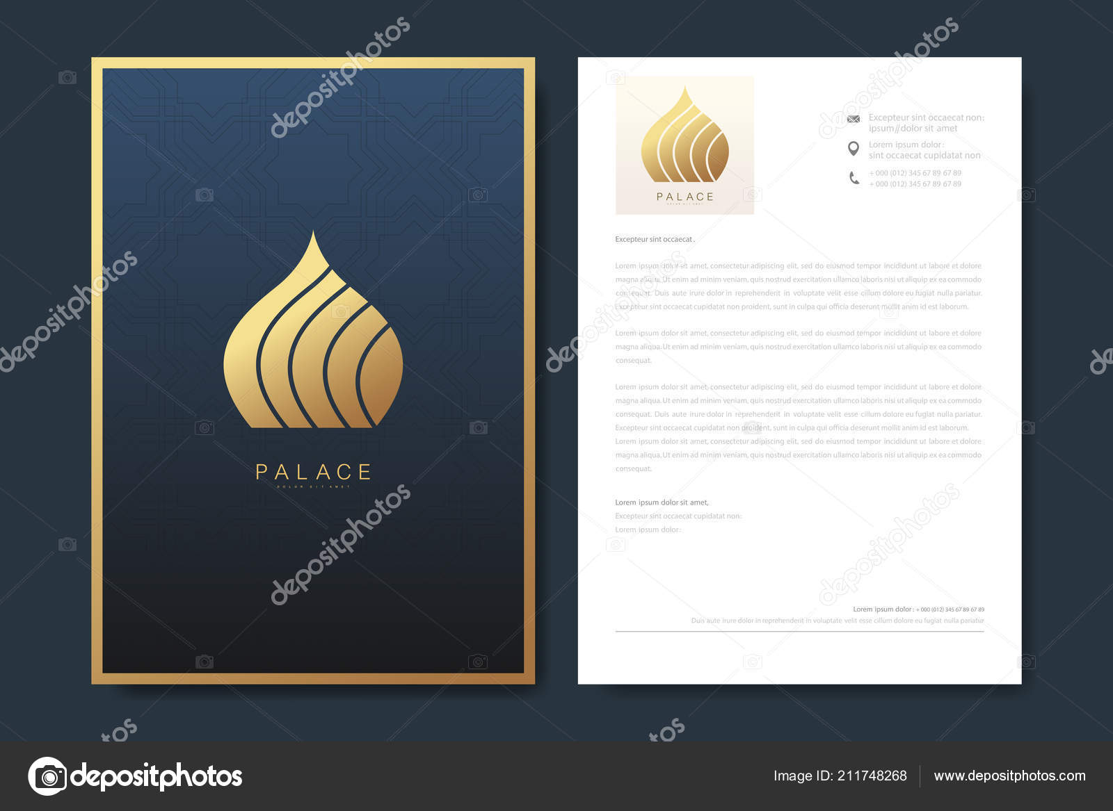 Elegant letterhead template design in minimalist style with Logo Inside Letterhead With Logo Template