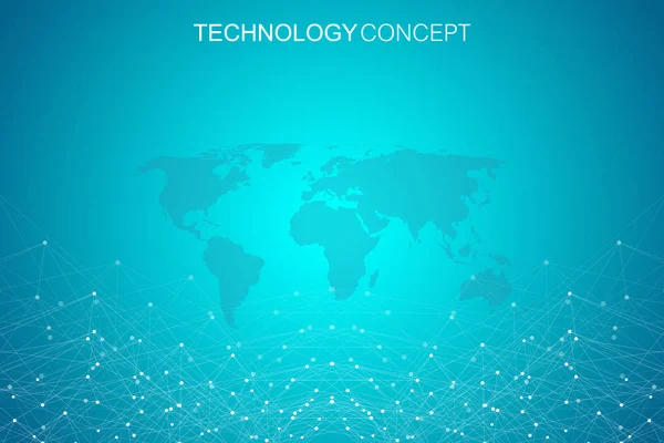 Genel ağ bağlantıları Dünya Haritası ile. Internet bağlantı arka plan. Soyut bağlantı yapısı. Çokgen alanı arka plan. Vektör çizim.